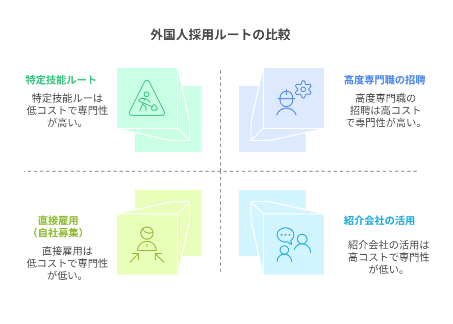 外国人採用ルートの比較