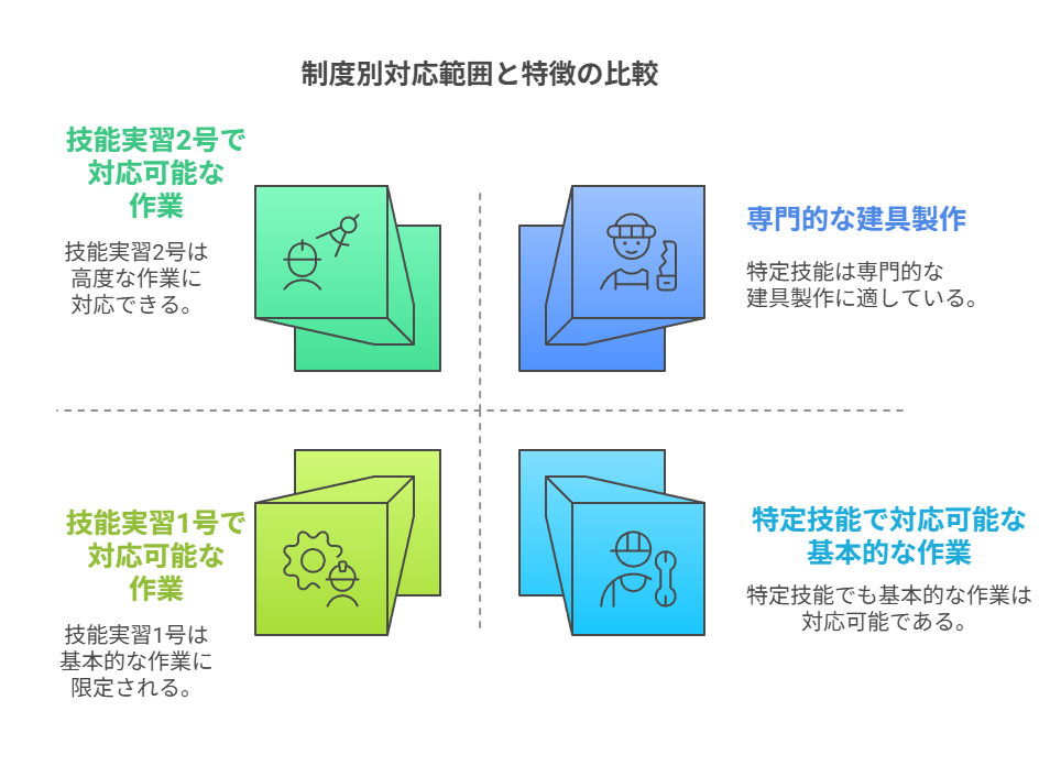 制度別対応範囲と特徴の比較